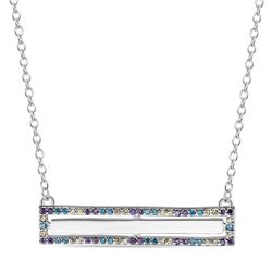 Sterling Silver Bar Necklace with Pastel-coloured CZs